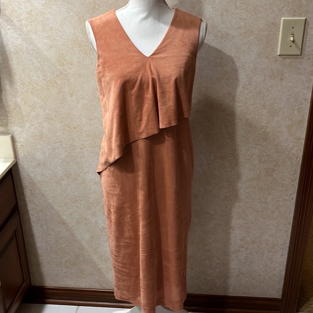 NWT Chico’s Black Label Faux Suede Dress, Front Asymmetrical Overlay, Sz: 00 (2)